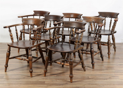 Title 7 English Windsor Chairs, High Wycombe, marked / Artist