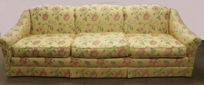 Image for Lot Large Floral Upholstered 3 seat Sofa