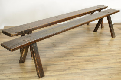 Image for Lot Pair English Oak Long Benches