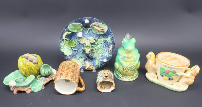 Image for Lot 6 Frog/Rat Theme Majolica &amp; Ceramic Vessels