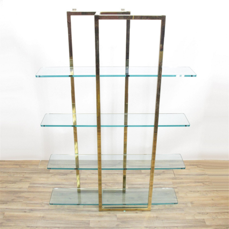 Image 2 of lot 1970s Brass Coated Metal Etagere