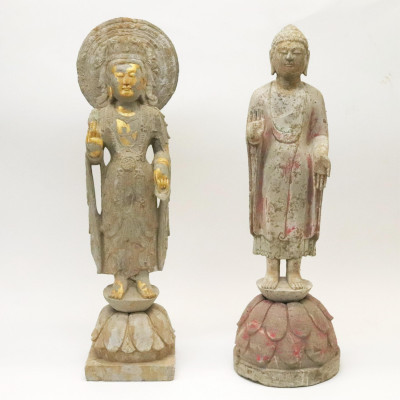 Image for Lot Two Standing Stone Buddhist Figures