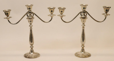 Image for Lot Sterling  Candle Holders/Plate flatware
