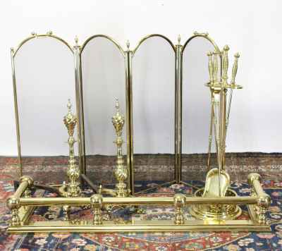 Image for Lot E 20-L 20th C. Brass Fireplace Accessories