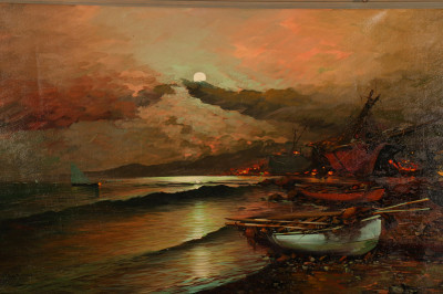 Image for Lot Moonlit Shores Oil on Canvas
