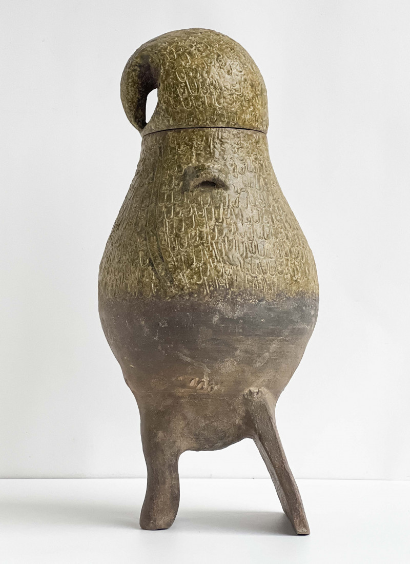 Chinese Yue Glazed Ceramic Owl Form Vessel