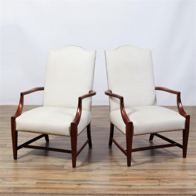 Image for Lot Pair Federal Style Mahogany Lolling Chairs