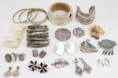 Image for Lot Group of Inlaid and Sterling Jewelry