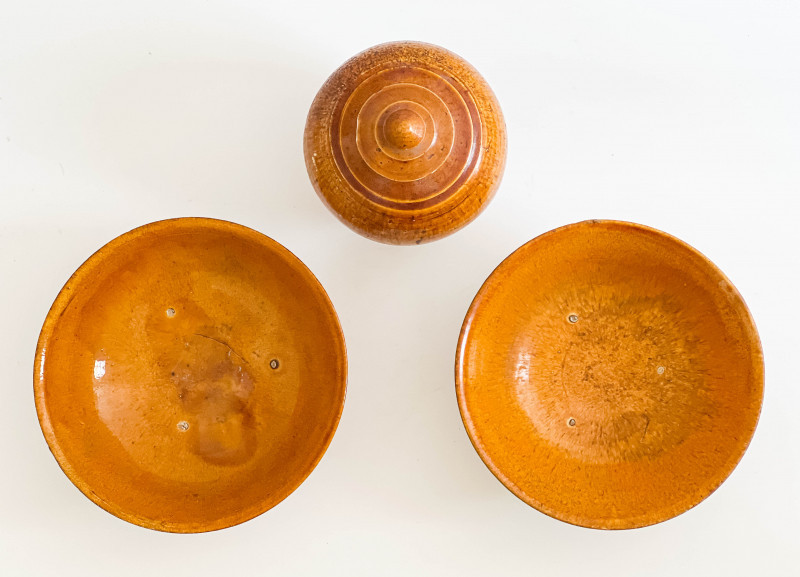 Three Chinese Amber Glazed Ceramic Vessels