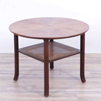 Image for Lot Mid Century Inlaid Walnut Side Table, c 1960