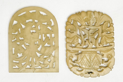 Two Chinese Jade or Hardstone Carved Plaques