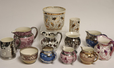 Image for Lot 12 Wedgwood Lustre Pitchers, Vases, Mug & Bowl