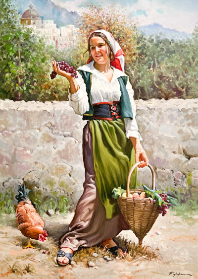 Image for Lot Francesco Alfano Giugliano - Girl with Fruit Basket