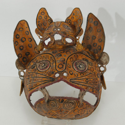 Image for Lot Cat, Mexican Polychromed Copper Dance Mask