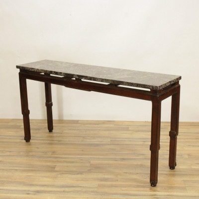 Image for Lot Chinese Style Mahogany Marble Top Altar Table