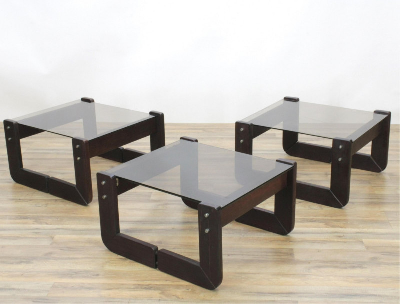 Image 1 of lot 3 Percival Lafer Glass and Wood Tables