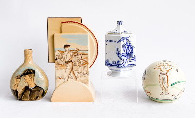 Image for Lot Assortment of Pottery with Figural Motifs