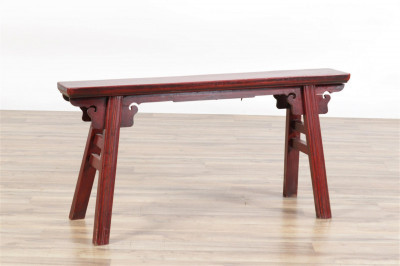 Image for Lot Chinese Red Stained Elm Bench
