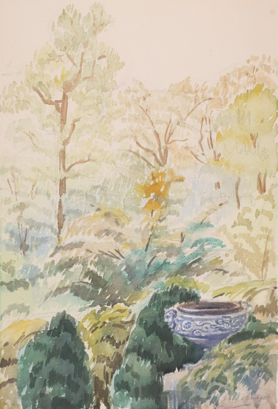 Charles Burchfield - Urn in Landscape W/C