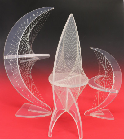 Image for Lot Attr. Ronald Fox, Three Lucite String Sculptures
