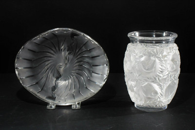 Image for Lot Lalique Bagatelle Vase & Wave Dish