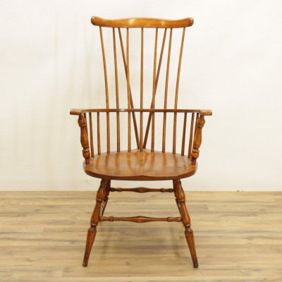 Image for Lot Colonial Style Cherry Comb Back Windsor Armchair