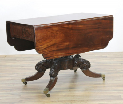 Image 2 of lot 19th C Duncan Phyfe Style Dropleaf Table