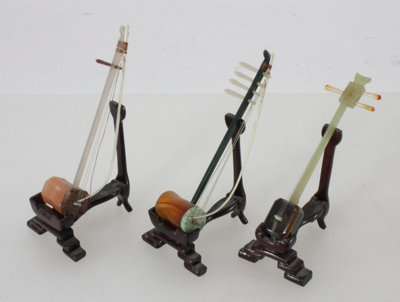 Image 2 of lot 10 Chinese Hardstone Miniature Instruments/Stands