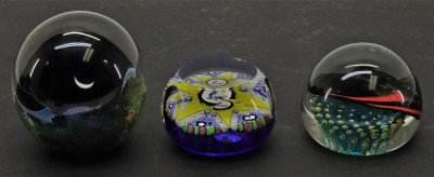 Image for Lot Three Signed Paperweights Millefiori Perthshire