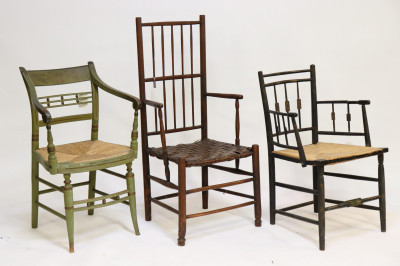 Image 2 of lot 3 Antique Arm Chairs, American, 18th/19th C.