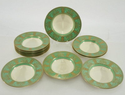 Image 1 of lot 12 Royal Worcester Gilt & Green Porcelain Bowls