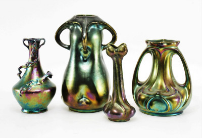 Image for Lot Hellosine / Carlsbad - 4 Iridescent Ceraic Vases