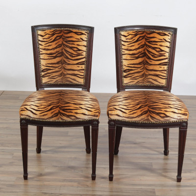 Pair of Wood/ Upholstered French Style Side Chairs