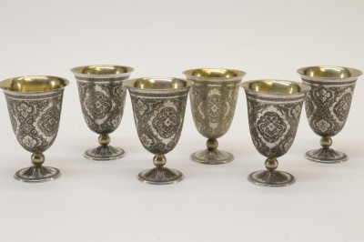 Image for Lot Set of Six Iranian Silver Wine Cups