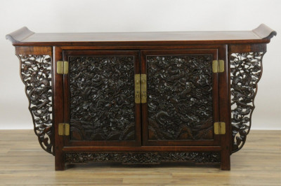 Title Chinese Style Carved Hardwood Altar Cabinet / Artist