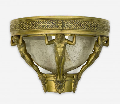 Image for Lot Egyptian Revival Bronze Wall Sconce