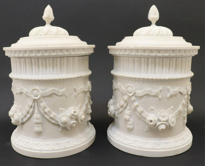 Image for Lot Pair of Neoclassical Style Alabaster Covered Jars