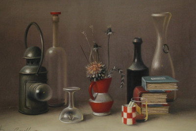 Image for Lot Dario Caselli  Books with Vase
