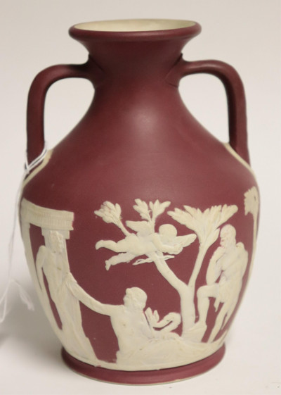 Image for Lot Wedgwood Crimson Jasper Dip Portland Vase