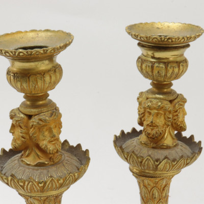 Image 5 of lot 2 Pair French Gilt Bronze Candlesticks 19th C