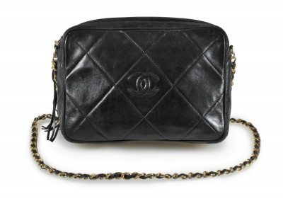 Image for Lot Chanel Black Lambskin Camera Bag