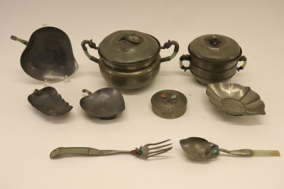 Image for Lot 9 Pieces Chinese Pewter