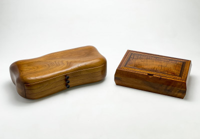 Image for Lot Artisanal Wood Jewelry Boxes, Group of 2