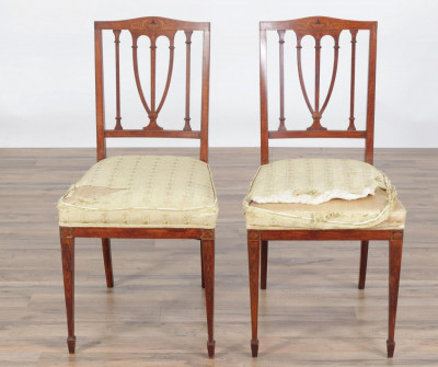 Image 3 of lot 4 Edwardian Wooden Side Chairs & other