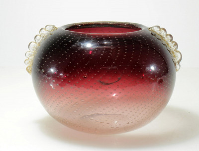 Image for Lot Attr. Archimede Seguso - Burgundy Glass Vase