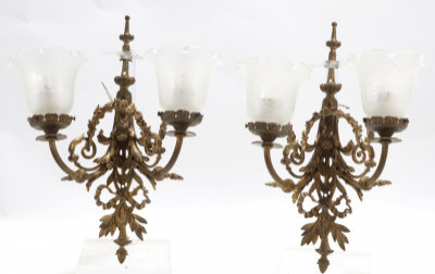 Image for Lot Pair Victorian Gilt Metal Wall Sconces