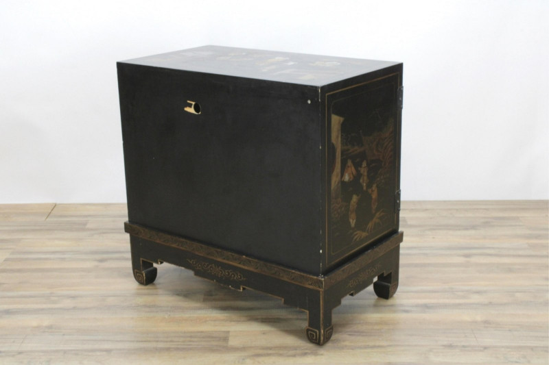 Image 3 of lot 20C Japanese Lacquered Two Door Chest On Stand