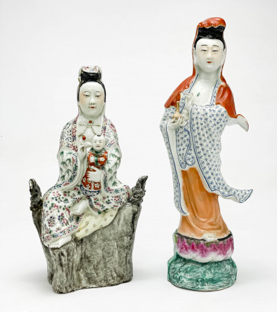 Image for Lot 2 Chinese Porcelain Figures of Guanyin