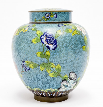 Chinese Cloisonné Enamel Jar and Cover