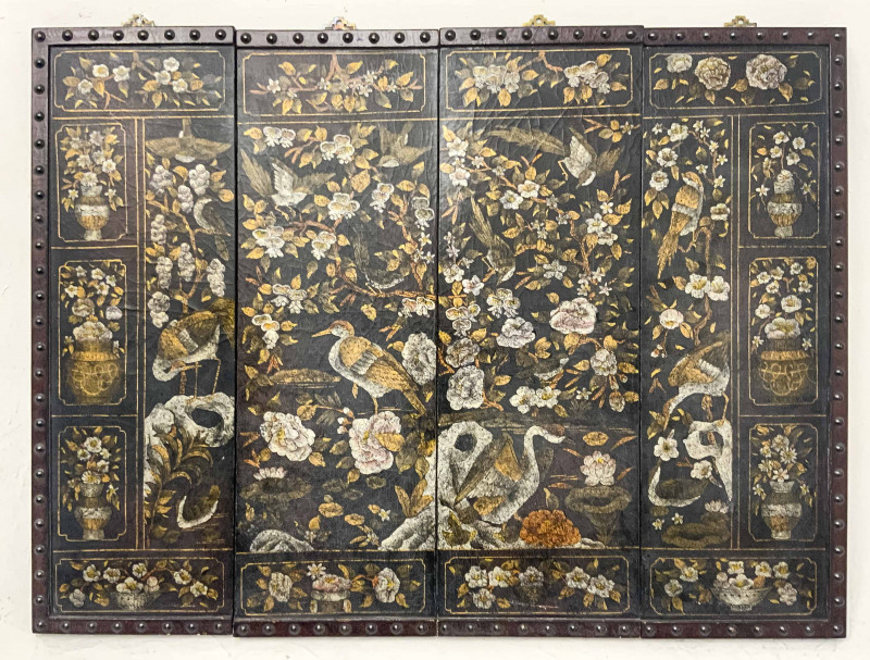 4 Wall Panels with Bird and Flower Motif